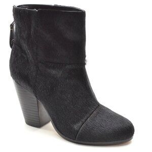 rag & bone Newbury Black Pony Hair Heeled Boots 37.5